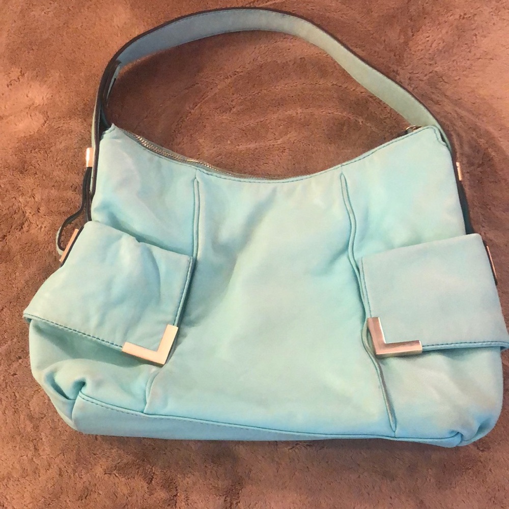 Michael Kors Collection Blue Shoulder Bag with Elegant Pleating